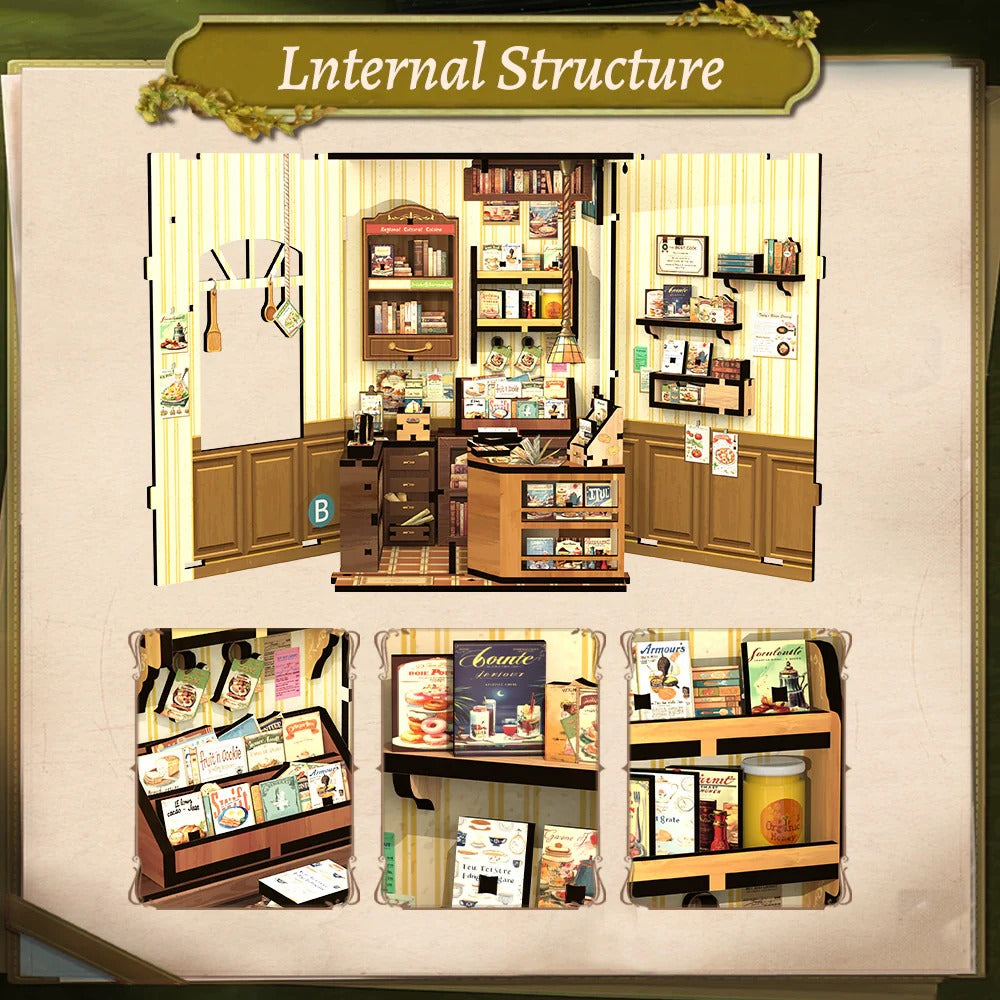 Cooking Bookstore | DIY 3D Book Nook Miniature Kit