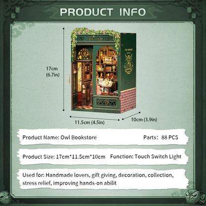 Owl Bookstore | DIY 3D Book Nook Miniature Kit